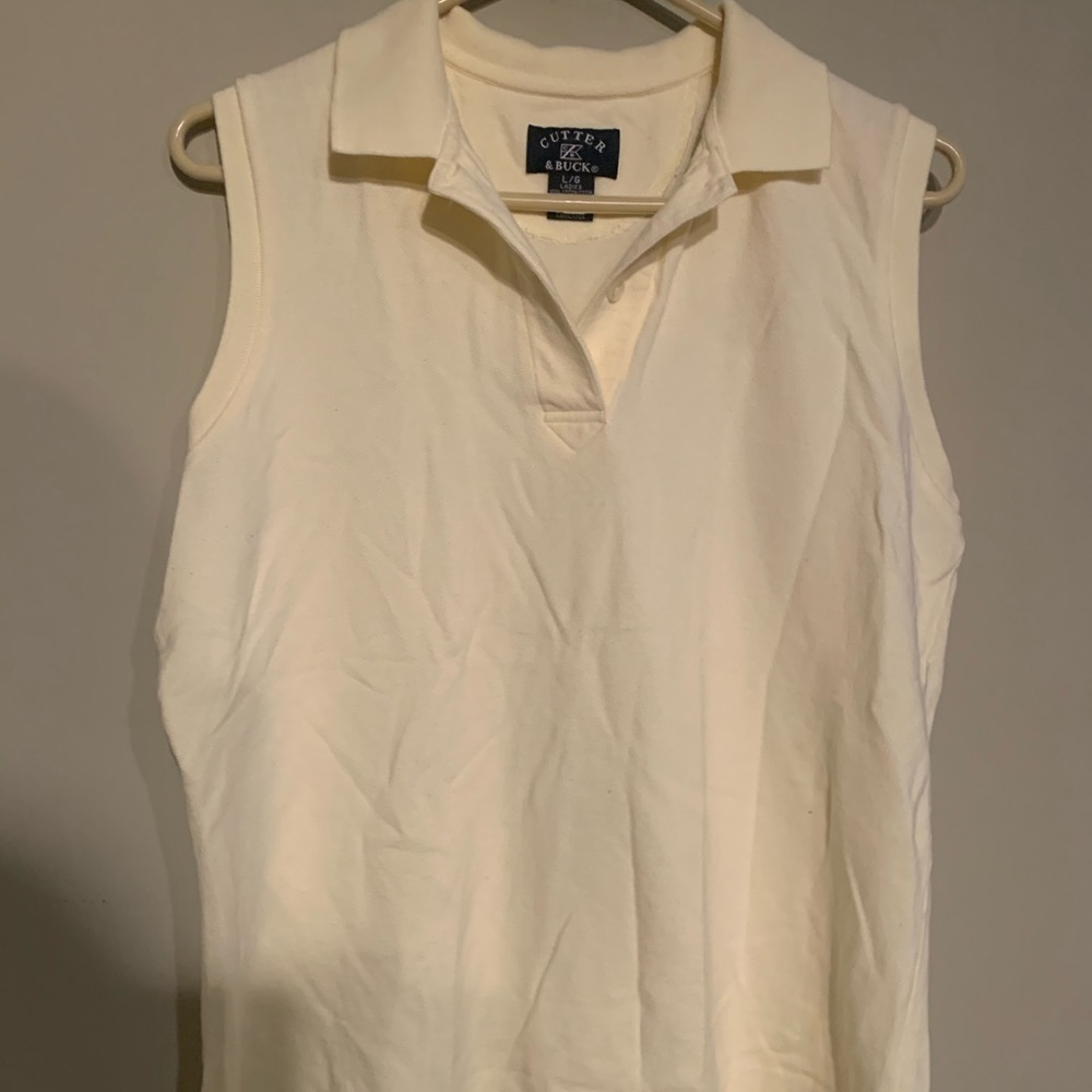 Pale Yellow Cutter & Buck Sleeveless Polo atop